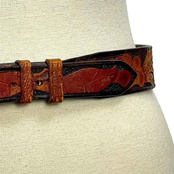 VTG‎ 30s 40s Kirwan-Neilson Floral Tooled Leather Belt Size 30 Cowgirl Western main image 7